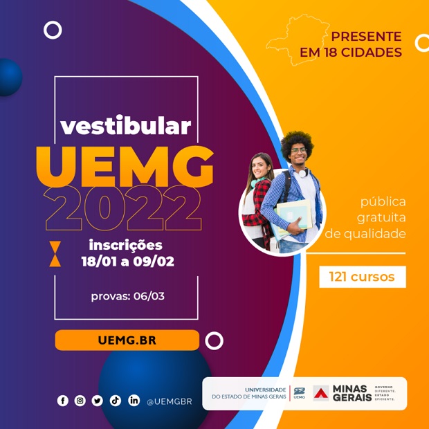 Inscrições para o vestibular 2022 da Uemg começam em 18/1
