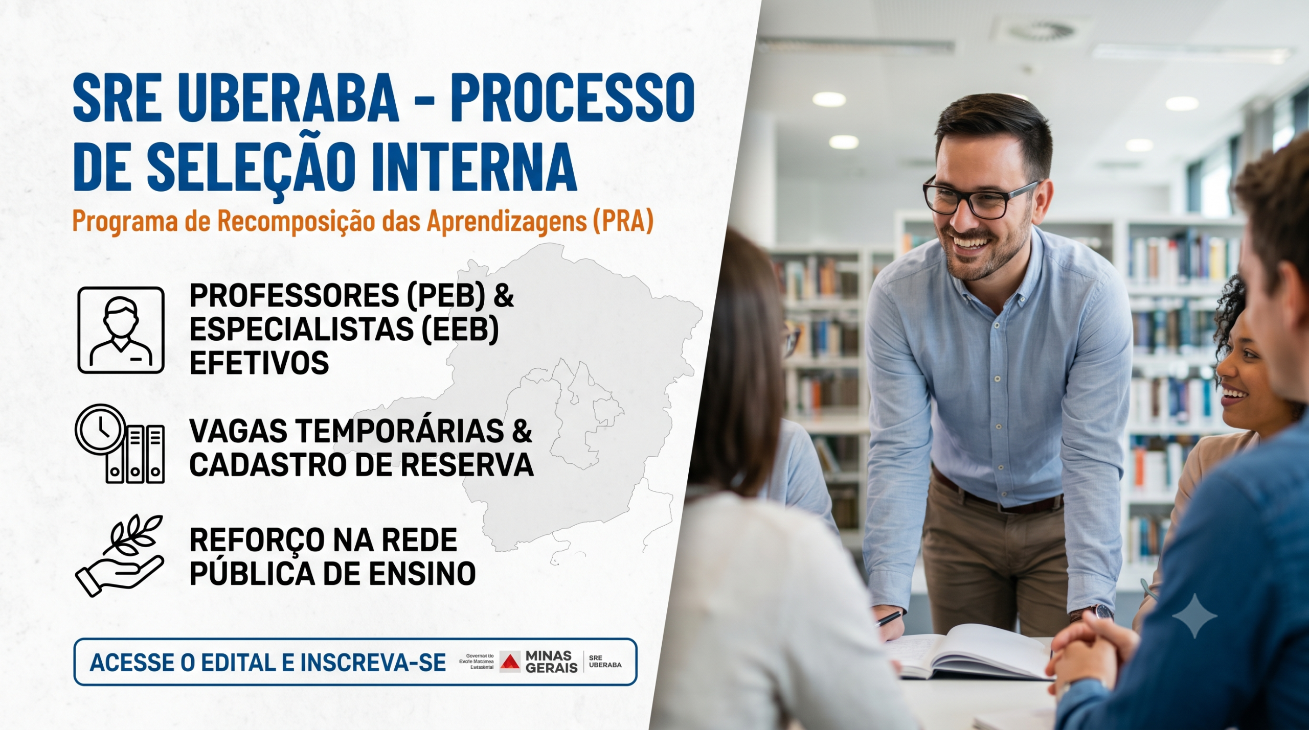 SRE Uberaba abre inscrições para Processo de Seleção Interna do Programa de Recomposição das Aprendizagens